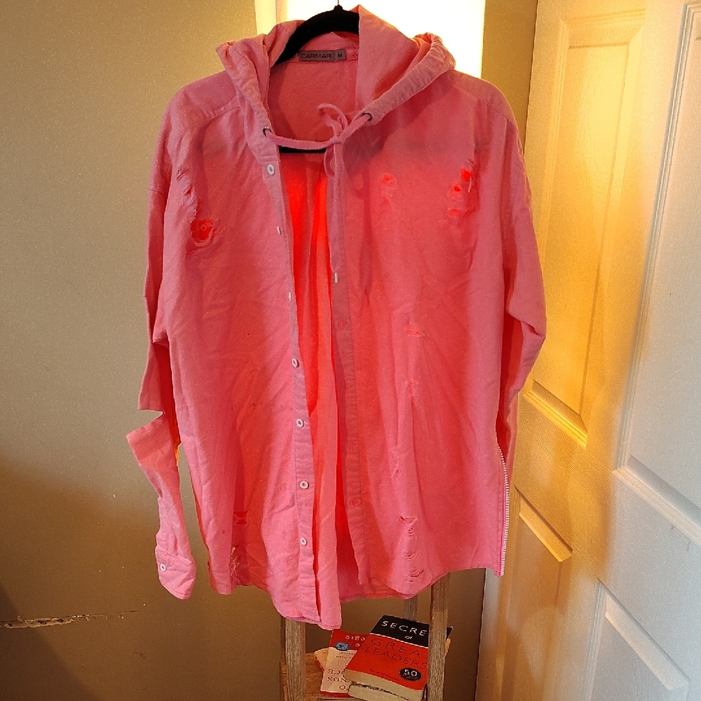 Carmar Pink Distressed Hooded Jacket
